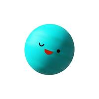 3D render Uranus character. Kawaii planet in Solar system, Milky way galaxy. Vector illustration on astronomy in clay style for kids, children education. Sleppy mascot about Universe