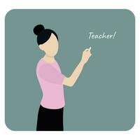 Teacher portrait near blackboard, faceless illustration, flat vector, teacher profession vector