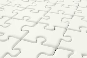 Blank puzzles arranged neatly with white background, 3d rendering. photo