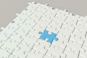 Blank puzzles arranged neatly with white background, 3d rendering. photo