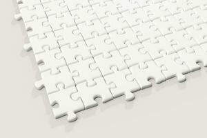 Blank puzzles arranged neatly with white background, 3d rendering. photo