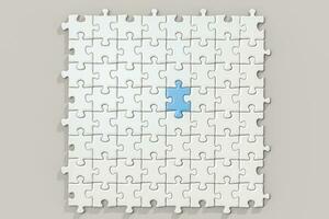 Blank puzzles arranged neatly with white background, 3d rendering. photo