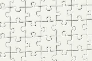 Blank puzzles arranged neatly with white background, 3d rendering. photo