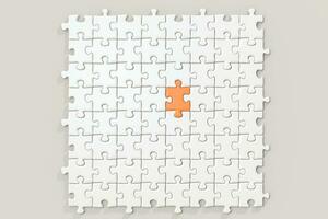 Blank puzzles arranged neatly with white background, 3d rendering. photo
