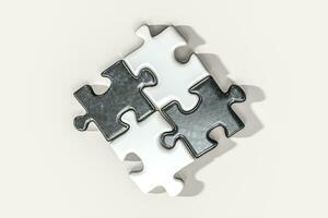 Blank puzzles arranged neatly with white background, 3d rendering. photo