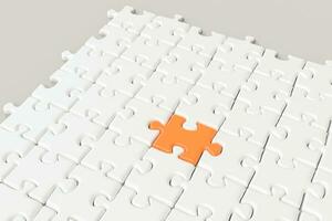 Blank puzzles arranged neatly with white background, 3d rendering. photo