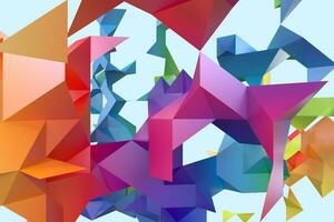 Triangular paper with creative shapes, 3d rendering photo