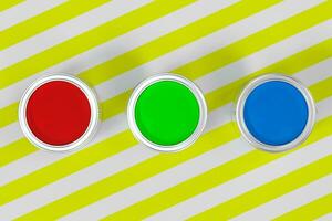 The buckets of colorful paint with white background, 3d rendering. photo