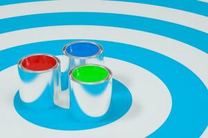 The buckets of colorful paint with white background, 3d rendering. photo