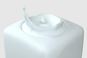 Purity splashing milk with creative shapes, 3d rendering. photo