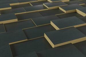 Dark undulating cubes, technological graphic background, 3d rendering. photo