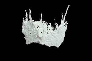 Purity splashing milk with black background, 3d rendering. photo