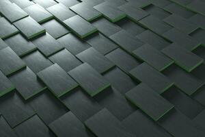 Dark undulating cubes, technological graphic background, 3d rendering. photo