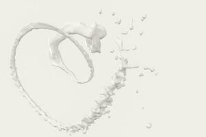 Purity splashing milk with creative shapes, 3d rendering. photo