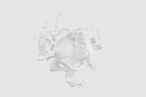 Purity splashing milk with creative shapes, 3d rendering. photo