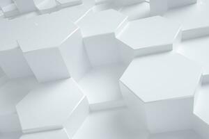 3d rendering, white triangle cubes photo