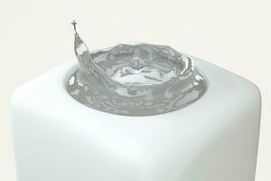 Purity splashing milk with creative shapes, 3d rendering. photo