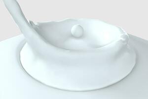 Purity splashing milk with creative shapes, 3d rendering. photo