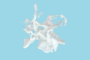 Purity splashing milk with blue background, 3d rendering. photo