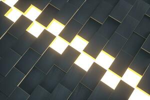 Dark undulating cubes, technological graphic background, 3d rendering. photo