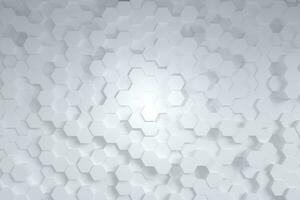 3d rendering, white triangle cubes photo