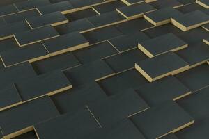 Dark undulating cubes, technological graphic background, 3d rendering. photo