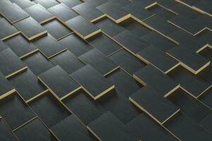 Dark undulating cubes, technological graphic background, 3d rendering. photo