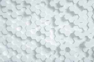 3d rendering, white triangle cubes photo