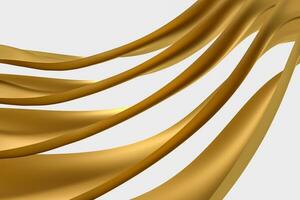 3d rendering, golden flowing cloth background. photo