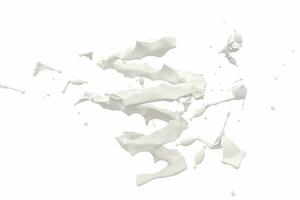 Purity splashing milk with creative shapes, 3d rendering. photo