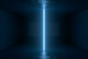 3d rendering, glowing magic lines in anbanoned room, dark background photo