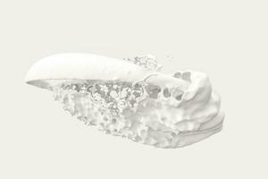 Purity splashing milk with creative shapes, 3d rendering. photo