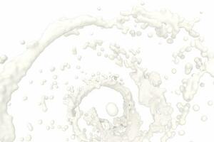 Purity splashing milk with creative shapes, 3d rendering. photo