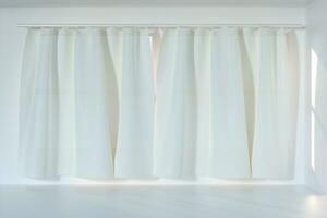 An empty room with sunshine come through the curtain, 3d rendering. photo