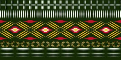 Seamless pattern, traditional ethnic pattern on green background, Aztec abstract vector illustration