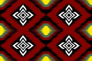 africano ikat cachemir bordado modelo en negro fondo, tradicional sin costura geométrico patrón, azteca resumen modelo. vector