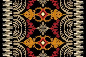 ikat floral cachemir bordado en negro fondo.geometrico étnico oriental modelo tradicional.azteca estilo resumen vector ilustración.diseño para