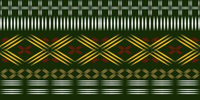 Seamless pattern, traditional ethnic pattern on green background, Aztec abstract vector illustration
