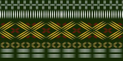 Seamless pattern, traditional ethnic pattern on green background, Aztec abstract vector illustration