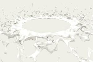 Purity splashing milk with creative shapes, 3d rendering. photo