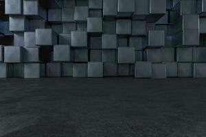 3d rendering, creative cubes wall with floor photo