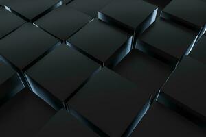 3d rendering, dark background, cube bricks with light effect. Computer digital background. photo