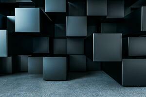 3d rendering, creative cubes wall with floor photo