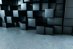 3d rendering, creative cubes wall with floor photo