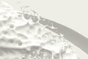 Purity splashing milk with creative shapes, 3d rendering. photo