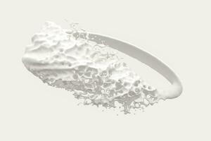 Purity splashing milk with creative shapes, 3d rendering. photo