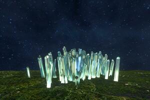 A cluster of precision-cut magic crystal, science fiction and magic theme, 3d rendering. photo