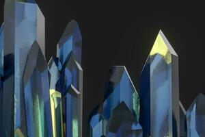 A cluster of precision-cut magic crystal, science fiction and magic theme, 3d rendering. photo