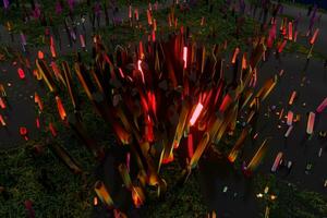 A cluster of precision-cut magic crystal, science fiction and magic theme, 3d rendering. photo