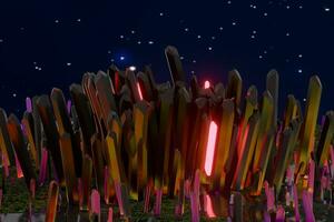 A cluster of precision-cut magic crystal, science fiction and magic theme, 3d rendering. photo